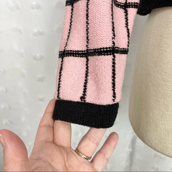 Vintage 80s 90s pink & black boxy sweater M - Picture 4 of 7